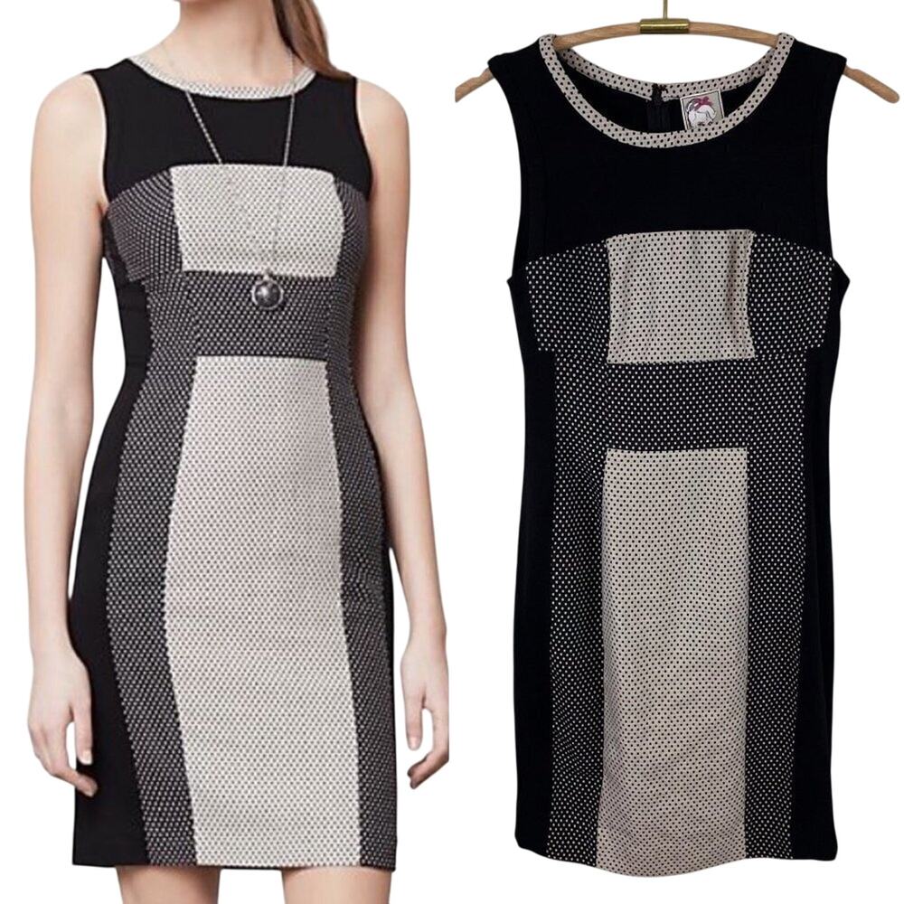 Yoana Baraschi Channeled Dots Column Sheath Dress Women's Size 4